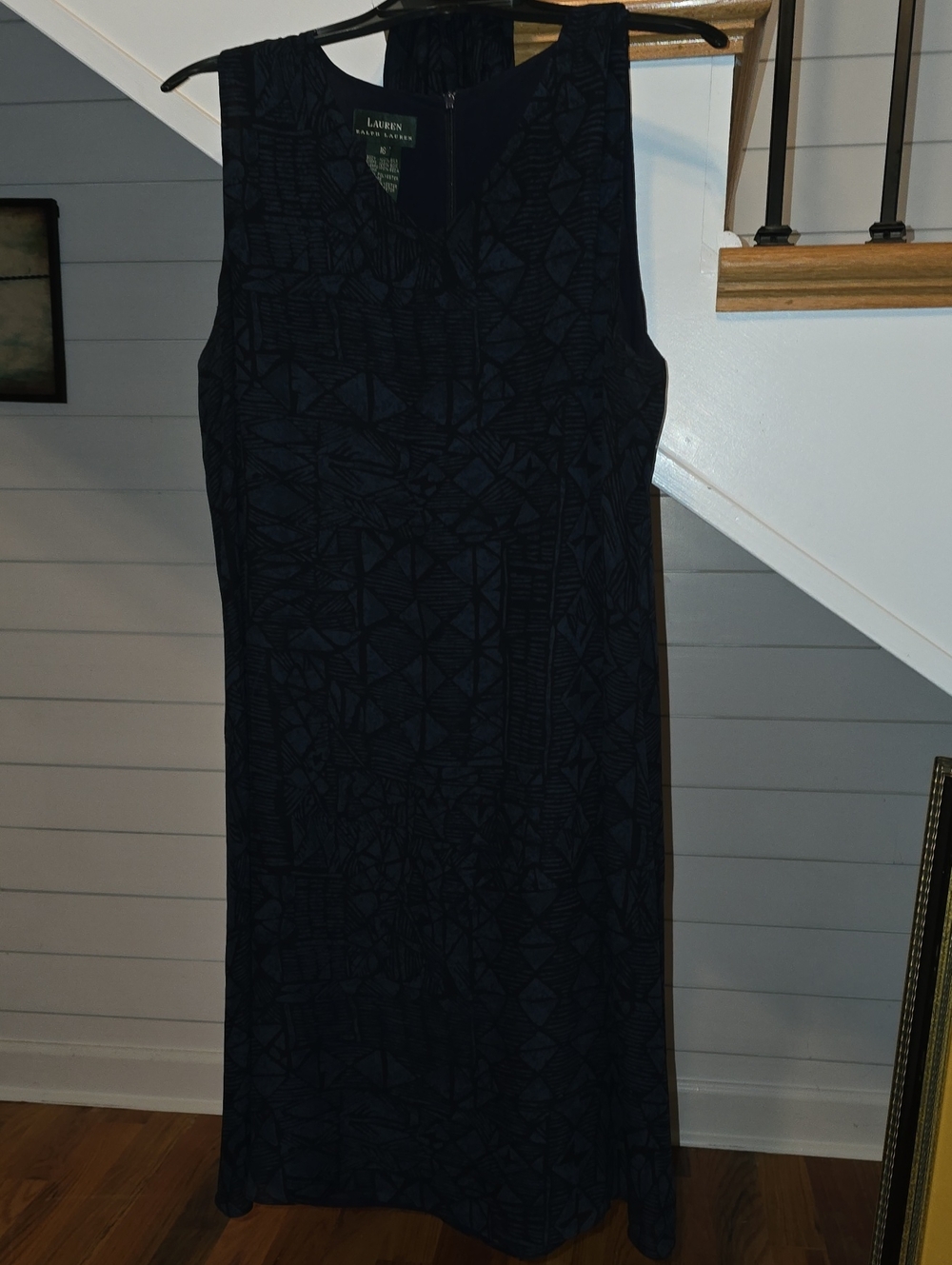 Lauren Ralph Lauren Dark Navy Textured Sleeveless Sheath Dress